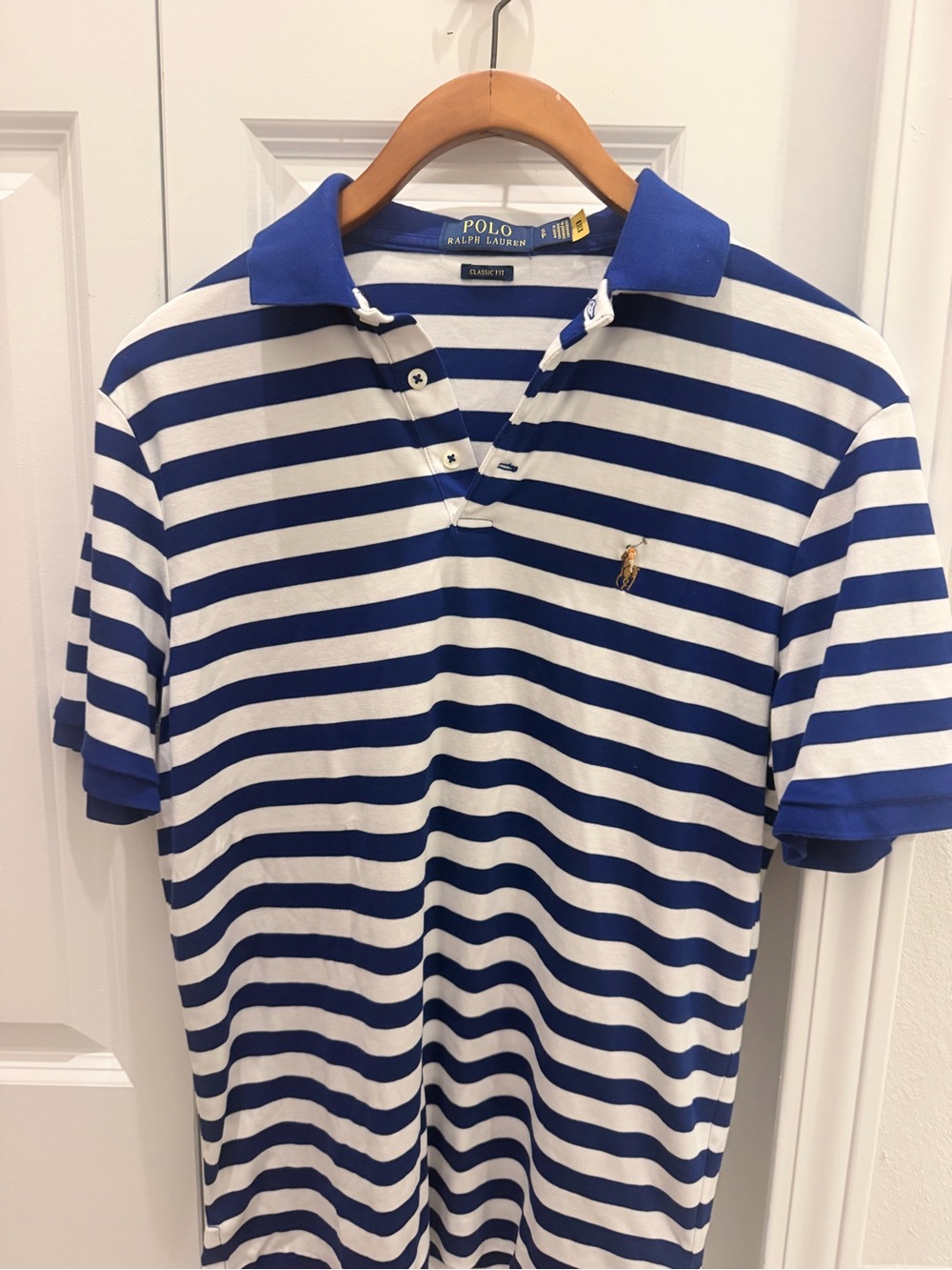 Ralph Lauren Blue and White Striped Polo Shirt
